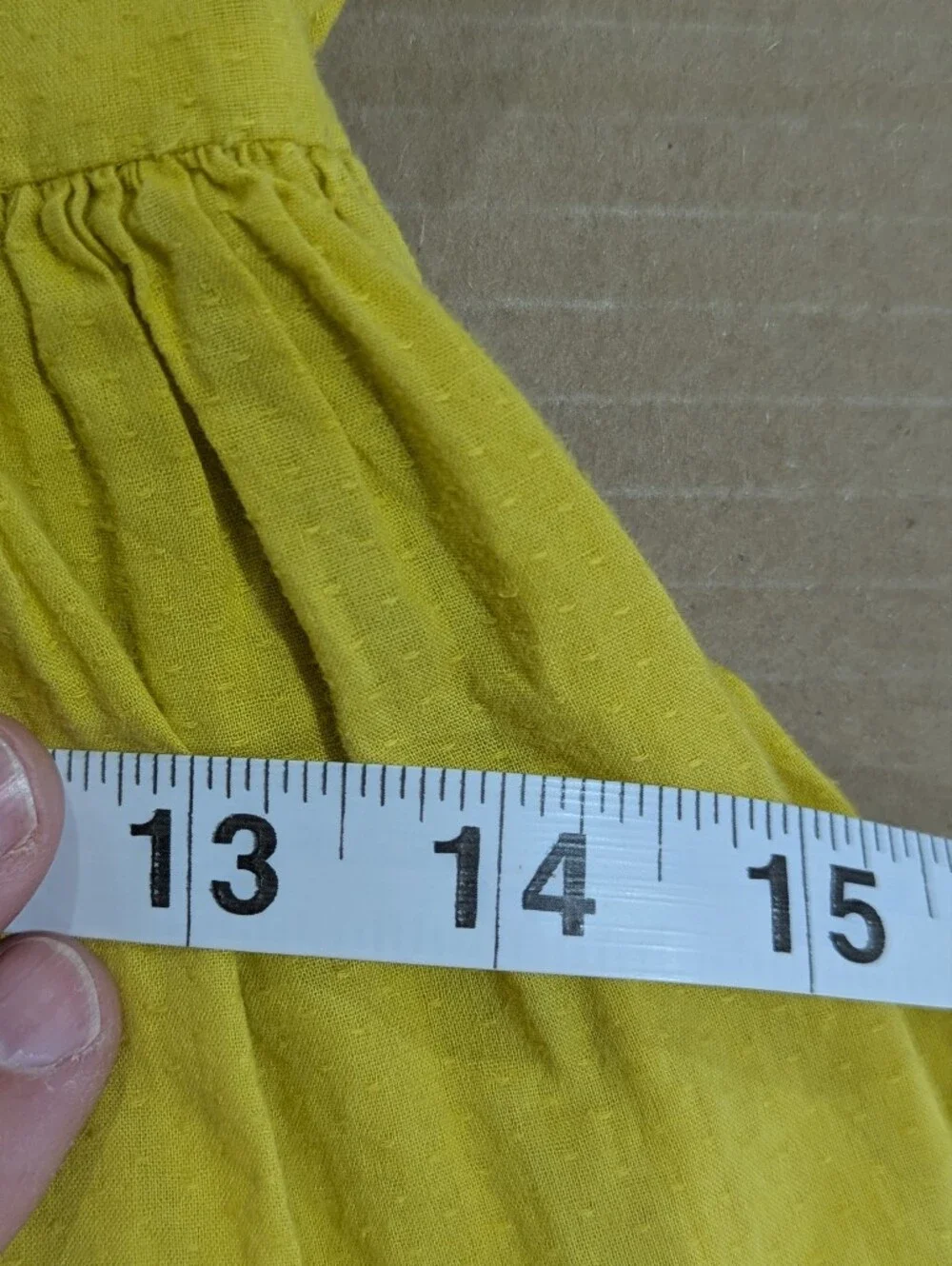 Mini Boden Girls Dress Golden Yellow Blue Flowers White Embroidery Sz 6-7Y 122cm
